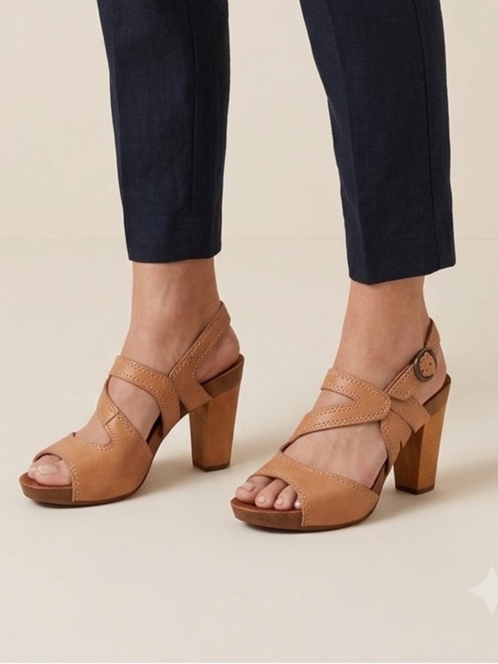 Naya Cecilia Tan bamboo and leather‎ Platform Sandals Size 4 (Anthropologie)